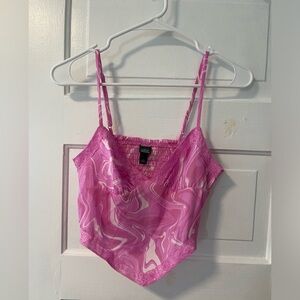 Wild Fable Pink Marble Satin Crop Top